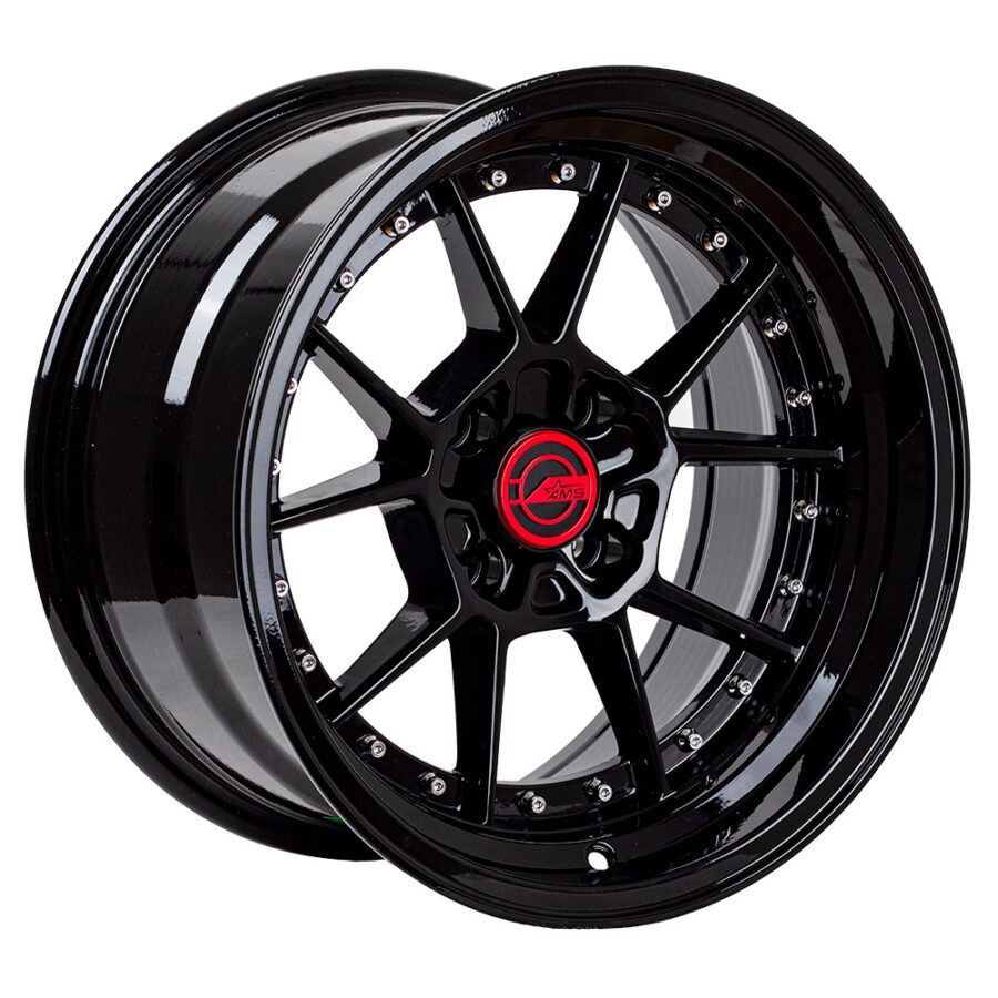 Llantas Ams QC1748 Gloss Black Chrome Rivets Et0